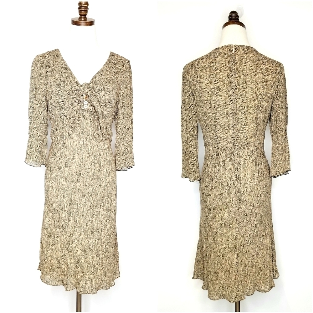Isabella Bird  Anthropologie Brown Shear Lined Size 10 Casual Elegant Midi Dress